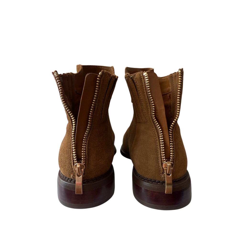Franco Sarto Women's 8.5  Hawk Boot Tan Wiskey Suede Bootie Back Zip Shoe - Picture 9 of 11